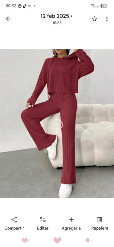 Conjunto de punto rojo para mujer - miniatura 2