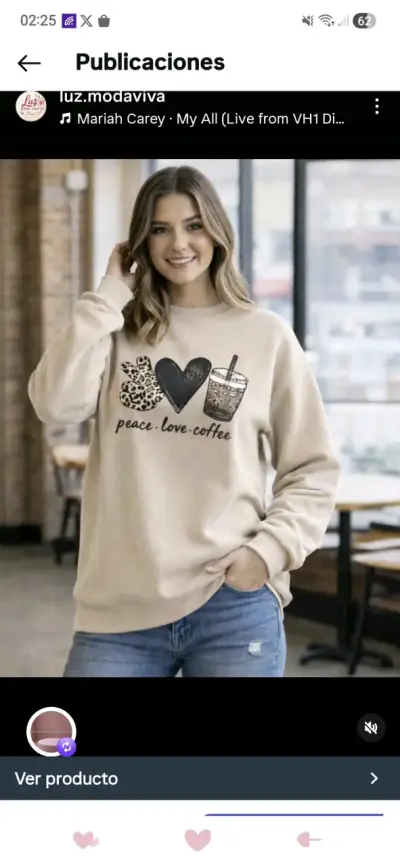 Polerón beige con estampado 'Peace Love Coffee' - miniatura 1