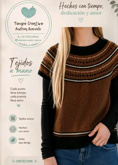 Chaleco tejido a mano estilo bohemio - miniatura 1