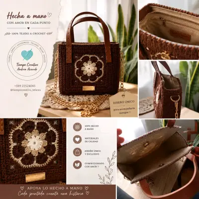 Bolso tejido a crochet hecho a mano - miniatura 3