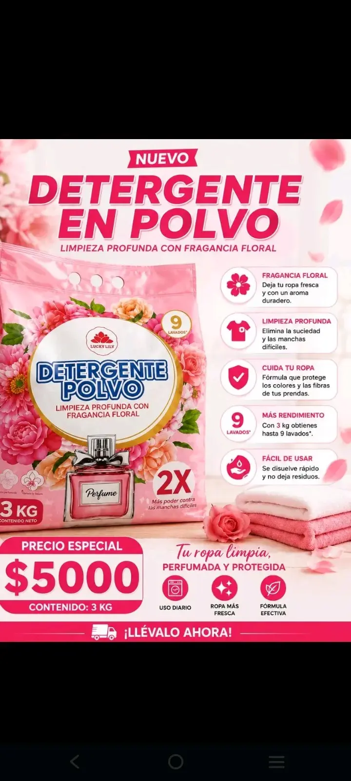 Detergente en polvo floral 3 kg