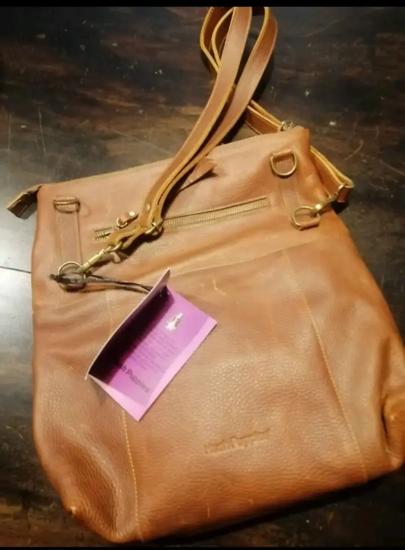 Bolso de cuero marrón con cierre - 3