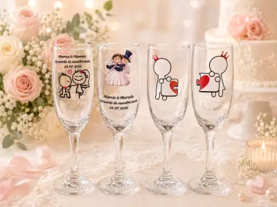 Copas de champán personalizadas para bodas - miniatura 1
