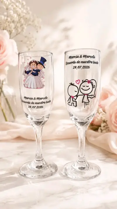 Copas de champán personalizadas para bodas - miniatura 4