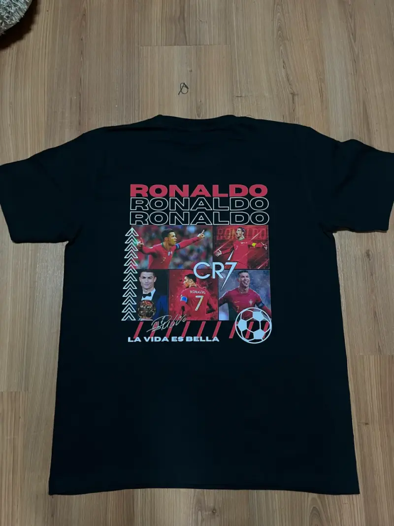 Polera negra CR7 Ronaldo estampada - 1