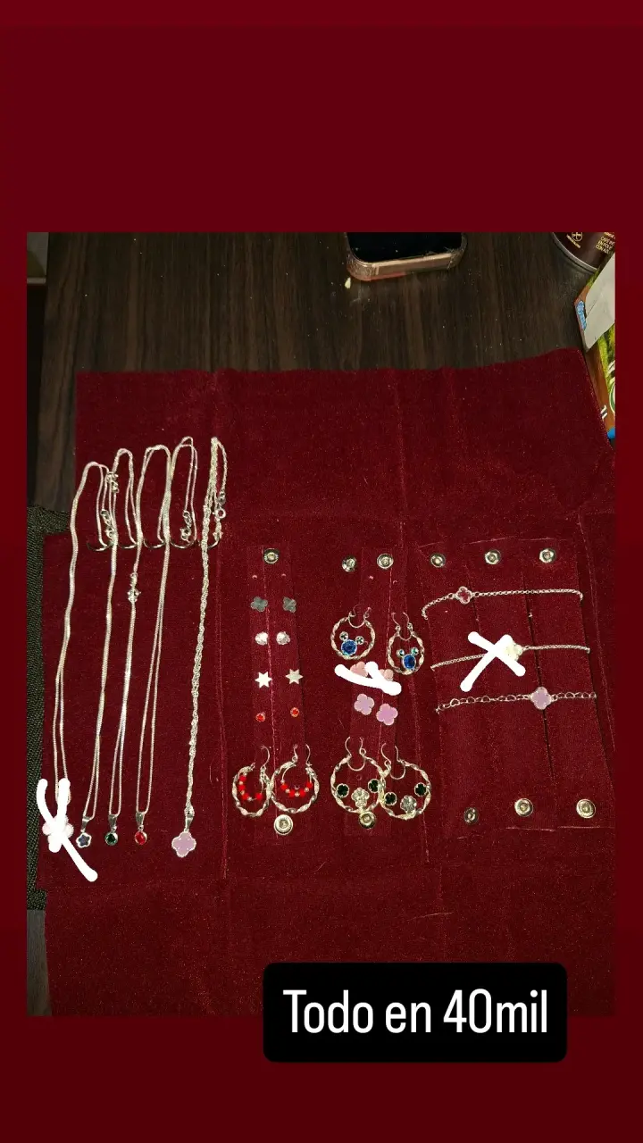 Set de joyería variada en plata y colores