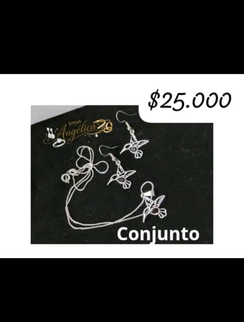 Conjunto de joyas de plata con colibrí - 1