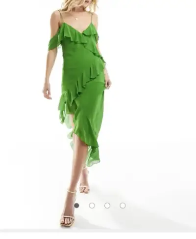 Vestido verde con volantes para mujer - miniatura 1