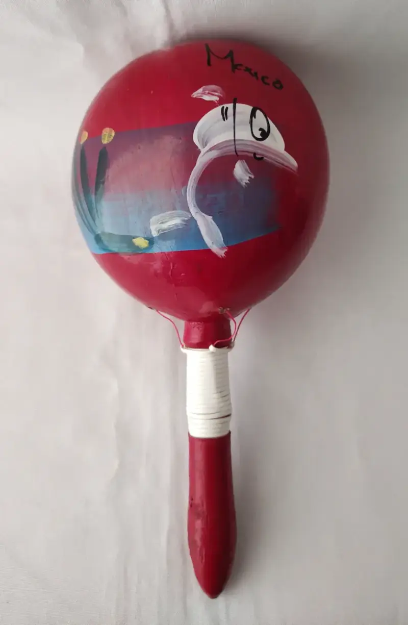 Maraca artesanal mexicana pintada a mano - 1