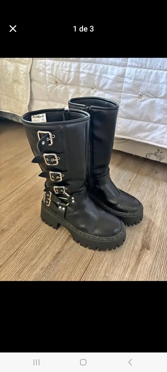 Botas negras con hebillas estilo punk - 1