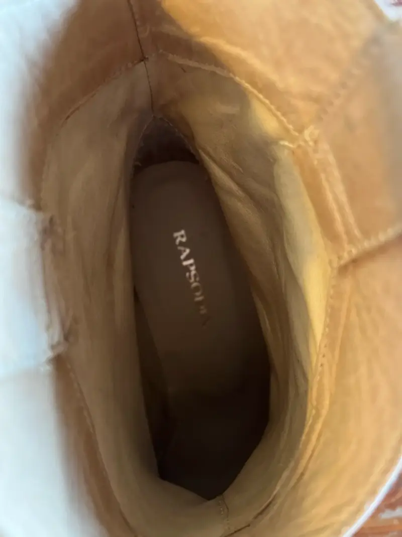 Botines de cuero beige con tacón - 5
