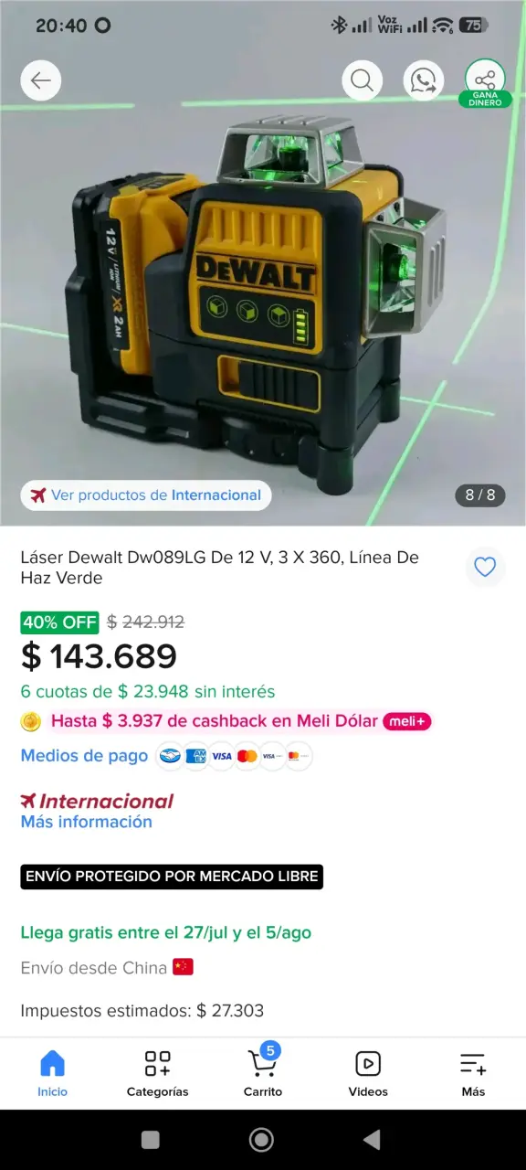 Nivel láser DeWalt 12 lineas , 3 lados 360° - 2