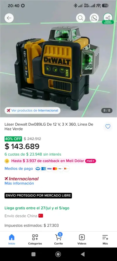 Nivel láser DeWalt 12 lineas , 3 lados 360° - miniatura 2
