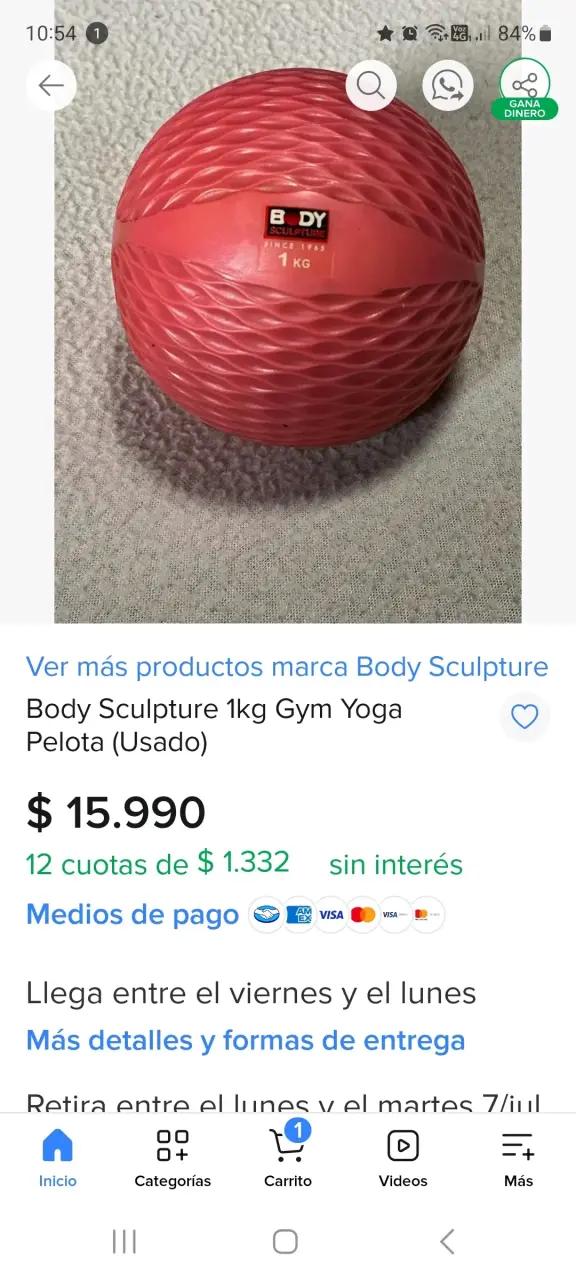 Pesas Body Sculpture 1 kg rojas - 6