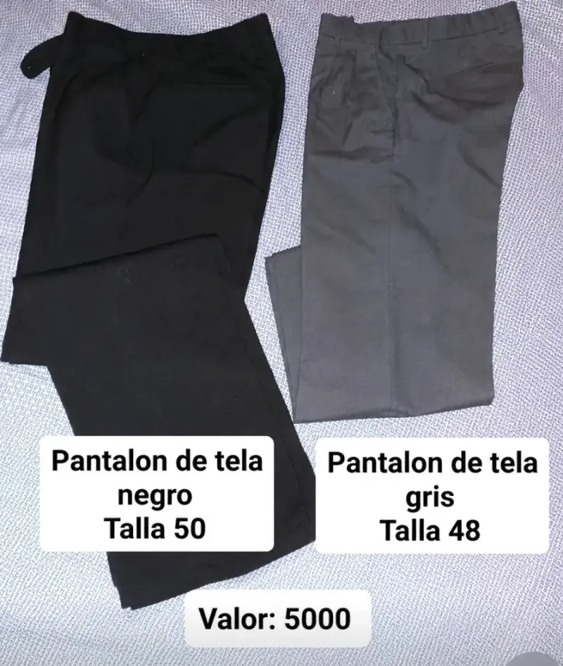 Pantalones de tela negro y gris talla 48-50 - 1