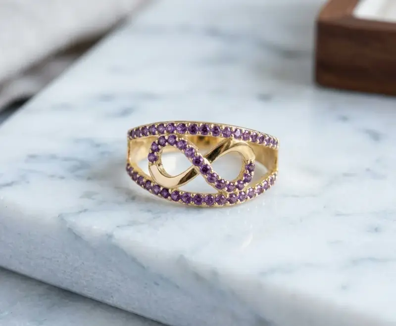 Anillo InfinitoViolet Plata 925 y Circonias Morada - 1
