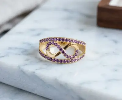 Anillo InfinitoViolet Plata 925 y Circonias Morada - miniatura 1