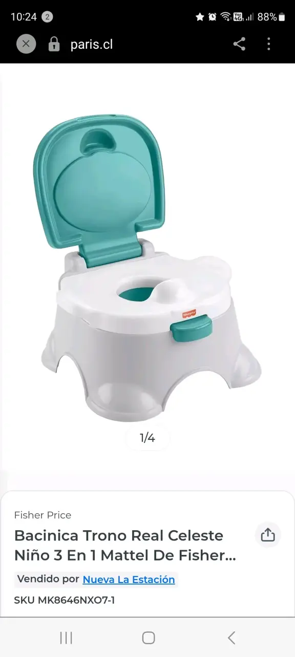 Bacinica Trono Real Celeste 3 en 1 Fisher Price - 1