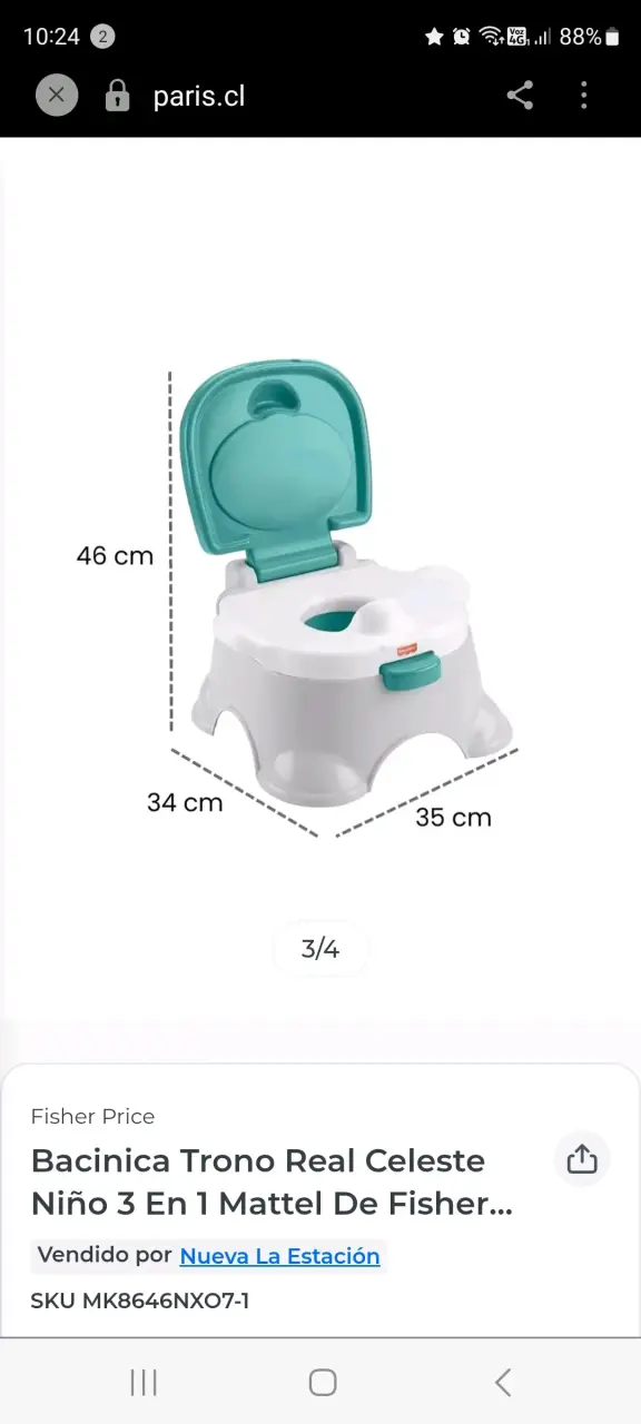 Bacinica Trono Real Celeste 3 en 1 Fisher Price - 5