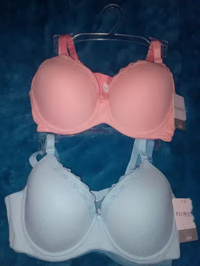 Set de sostenes Flores 38B en rosa y celeste - miniatura 1