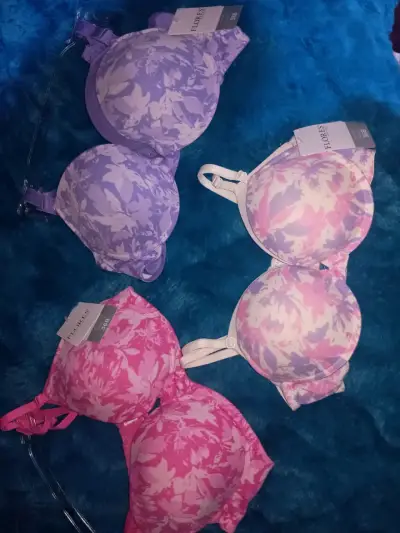 Set de sostenes Flores 38B en rosa y celeste - miniatura 3