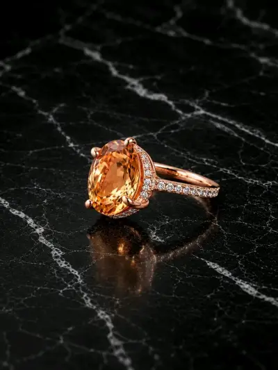 Anillo de Oro Rosa Elegance con Gema Ovalada Champ - miniatura 1