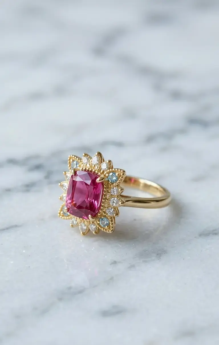 Anillo Real de Talla Esmeralda con Corona - 1