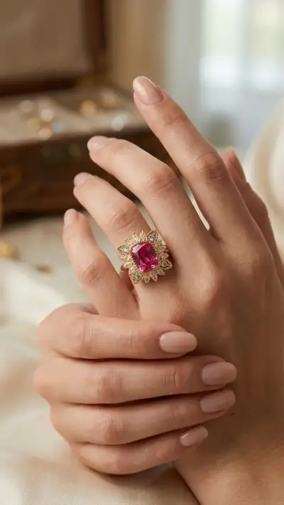 Anillo Real de Talla Esmeralda con Corona - miniatura 2