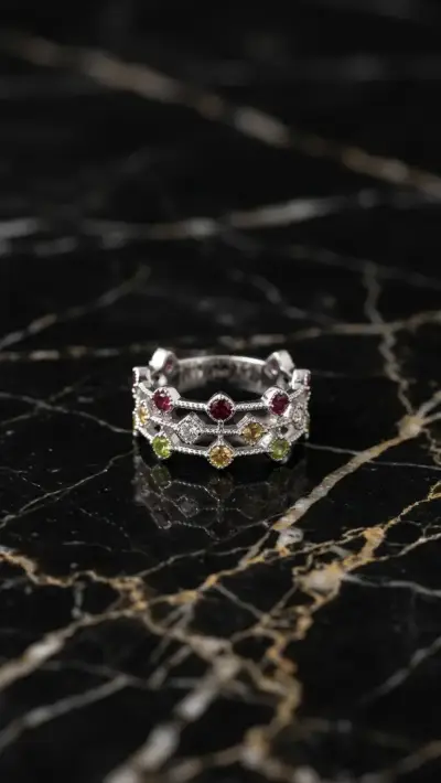 Anillo Sinfonía de Cristales y Brillo Geométrico - miniatura 1