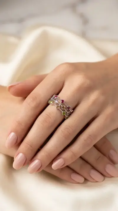 Anillo Sinfonía de Cristales y Brillo Geométrico - miniatura 2
