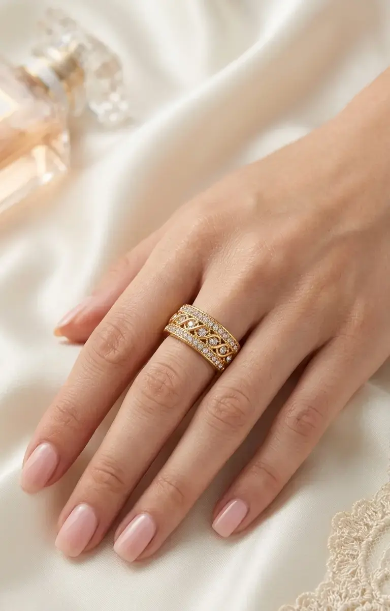 Anillo Trenzado de Triple Hileras en Tono Dorado - 1