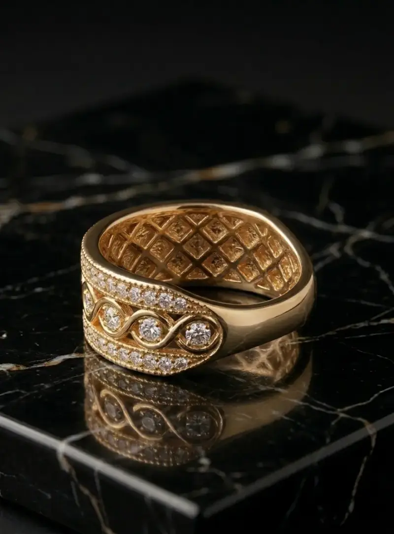 Anillo Trenzado de Triple Hileras en Tono Dorado - 2