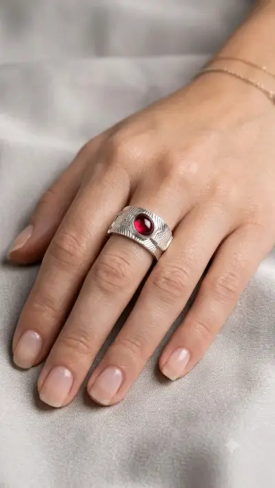 Anillo de Banda Ancha con Textura Orgánica - miniatura 2