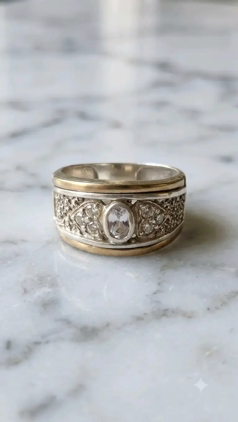 Anillo de Plata 925 Bicolor "Promesa de Amor" - 1