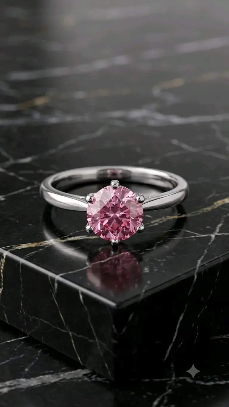 Anillo Solitario "Aura Rosa" en Plata 925 - 1