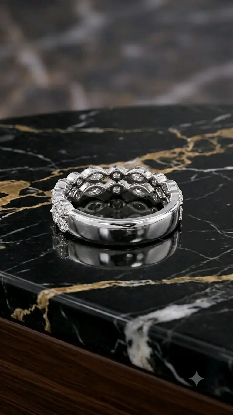 Alianza de Eternidad Doble "Vintage Marquise - 2