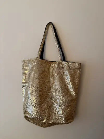Bolso tote dorado con lentejuelas - miniatura 1