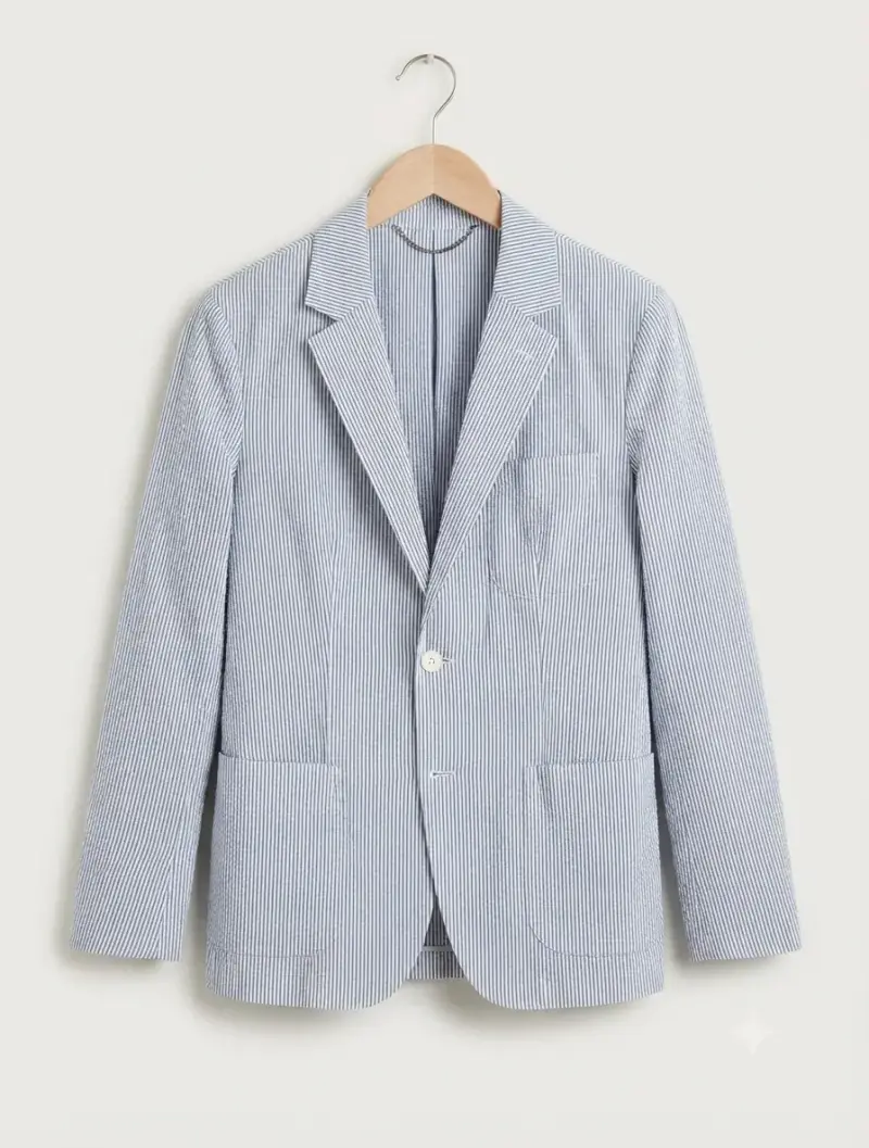 Blazer a rayas azul y blanco 3XL Mango - 1
