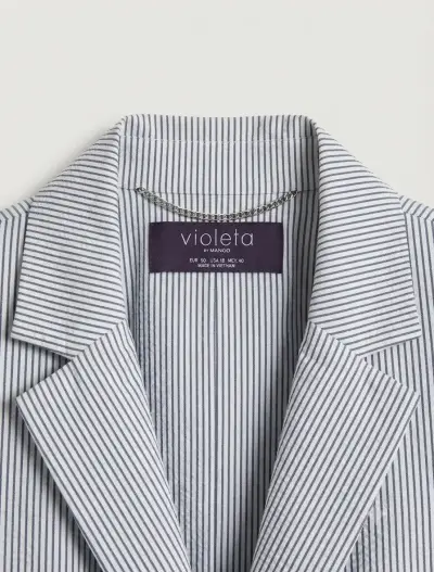Blazer a rayas azul y blanco 3XL Mango - miniatura 3