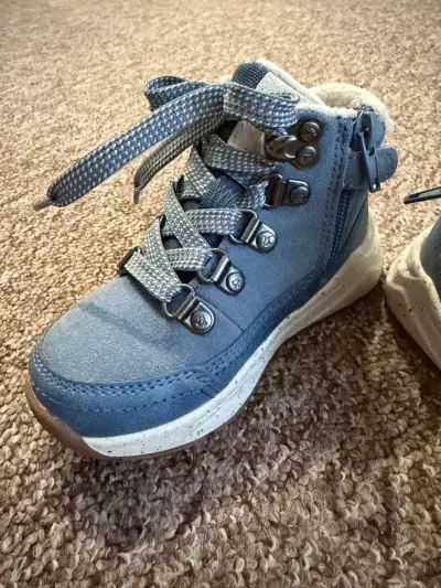 Botines infantiles azules con cordones - miniatura 2