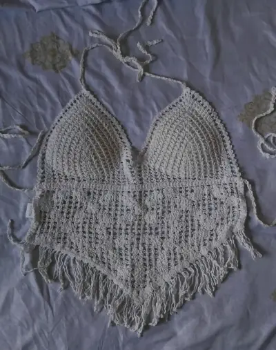 Top crochet bohemio con flecos - miniatura 1