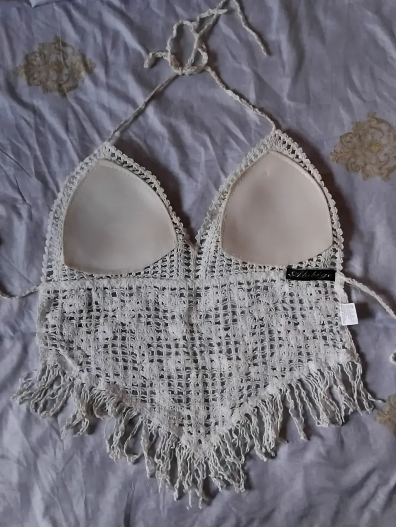 Top crochet bohemio con flecos - 2