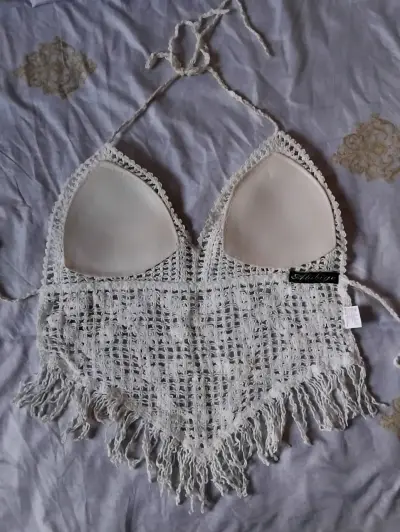Top crochet bohemio con flecos - miniatura 2