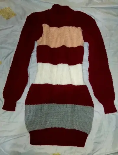 Vestido de lana a rayas multicolor - miniatura 1