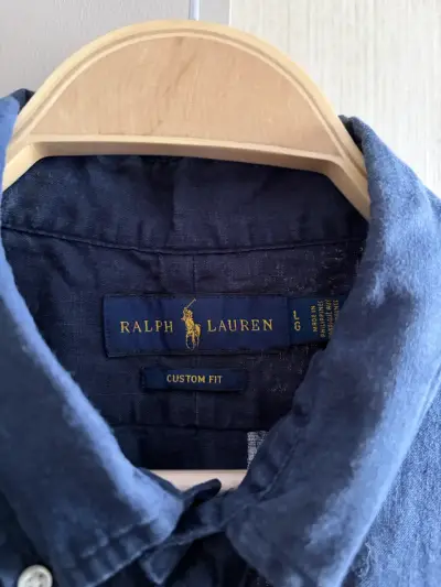 Camisa azul Ralph Lauren de lino - miniatura 2