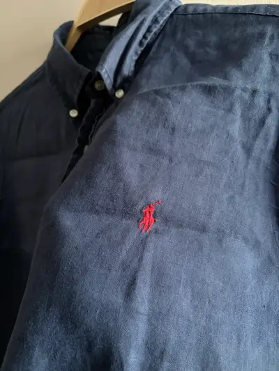 Camisa azul Ralph Lauren de lino - miniatura 3