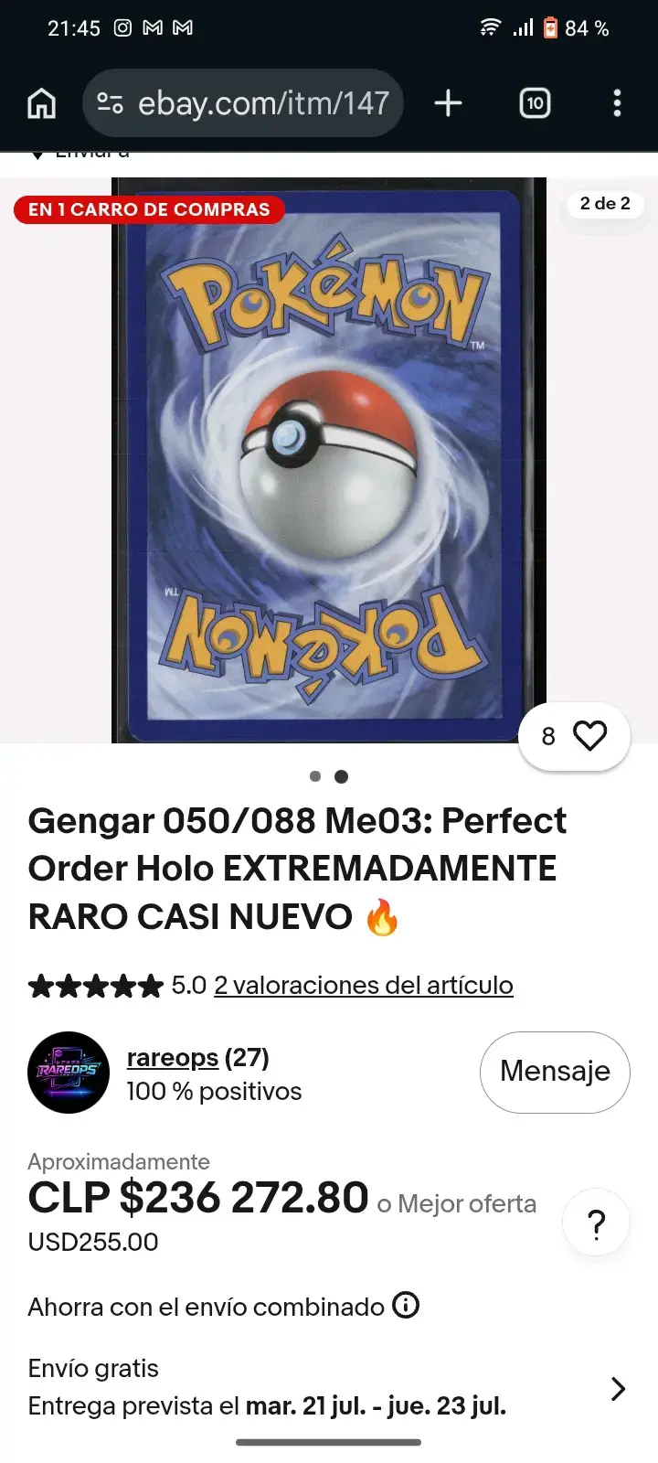 Carta Pokémon Gengar 050/088 Holo Rara - 2