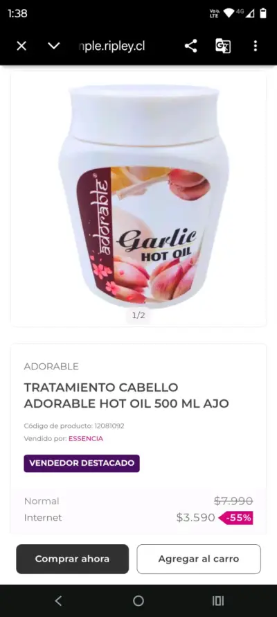 Tratamiento capilar Adorable Hot Oil Ajo 500ml - miniatura 1