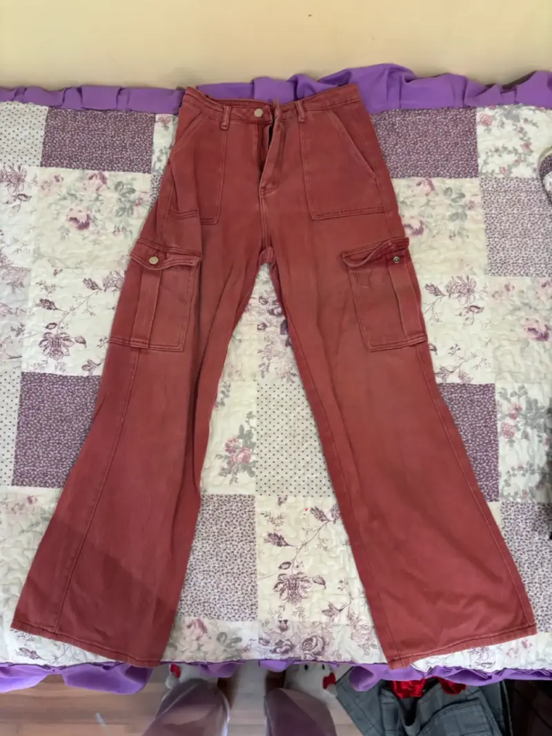 Pantalones cargo rojos de algodón - 1