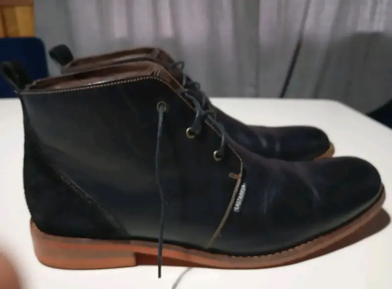 Botines de cuero negros para hombre - 1